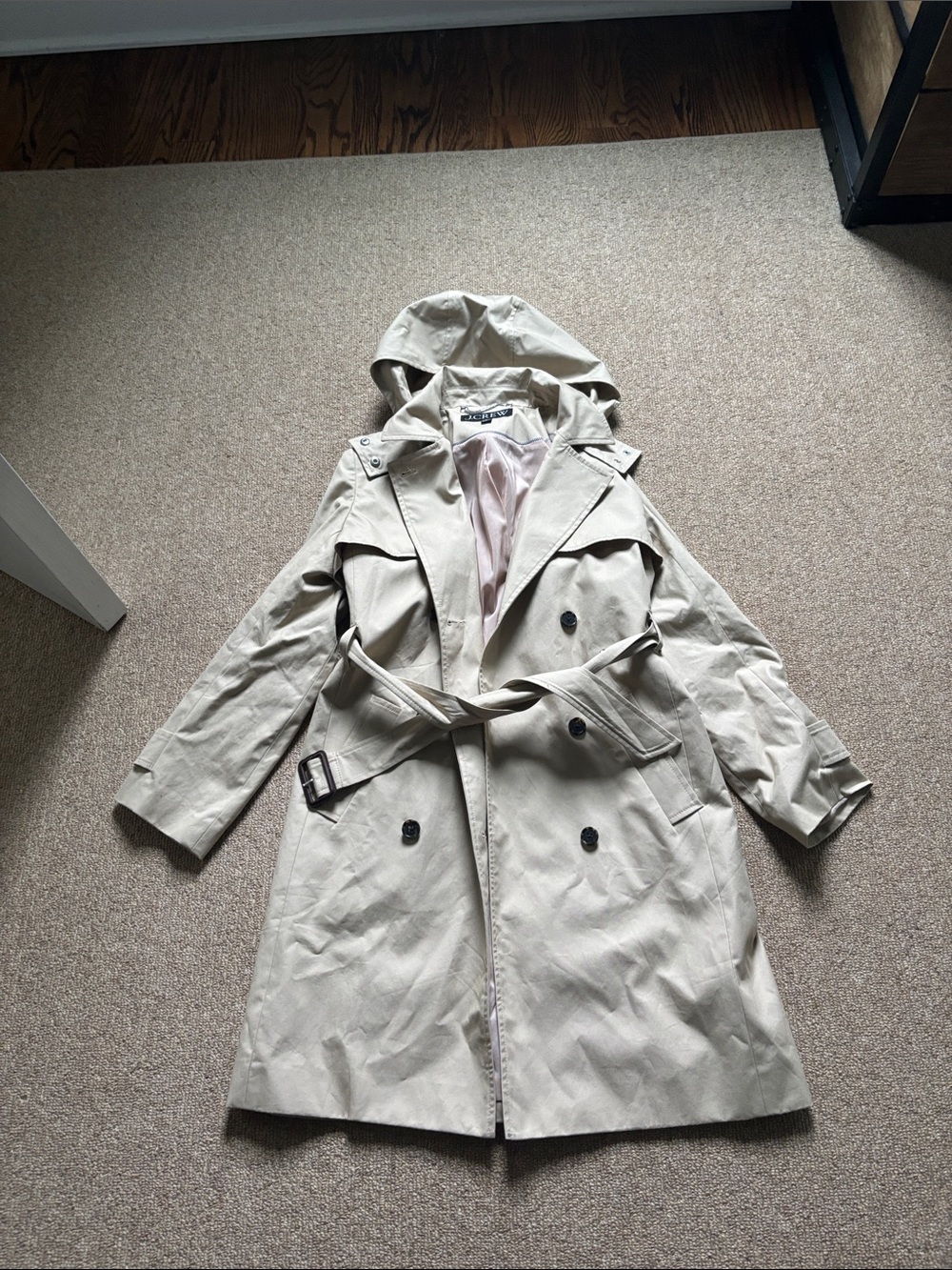 Women’s J. Crew Hooded Trench Coat - Cream
